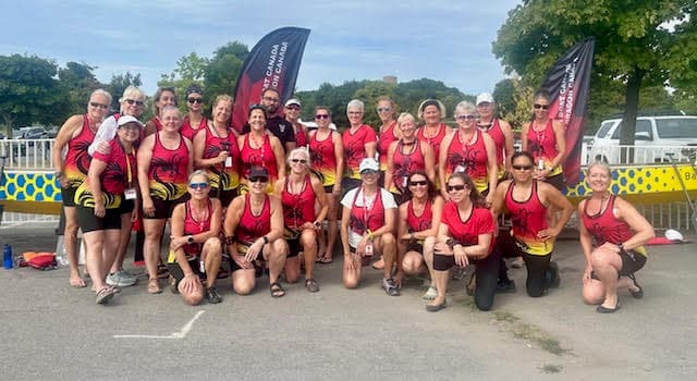 Ottawa DragonMasters Senior B Women on the podium with medals